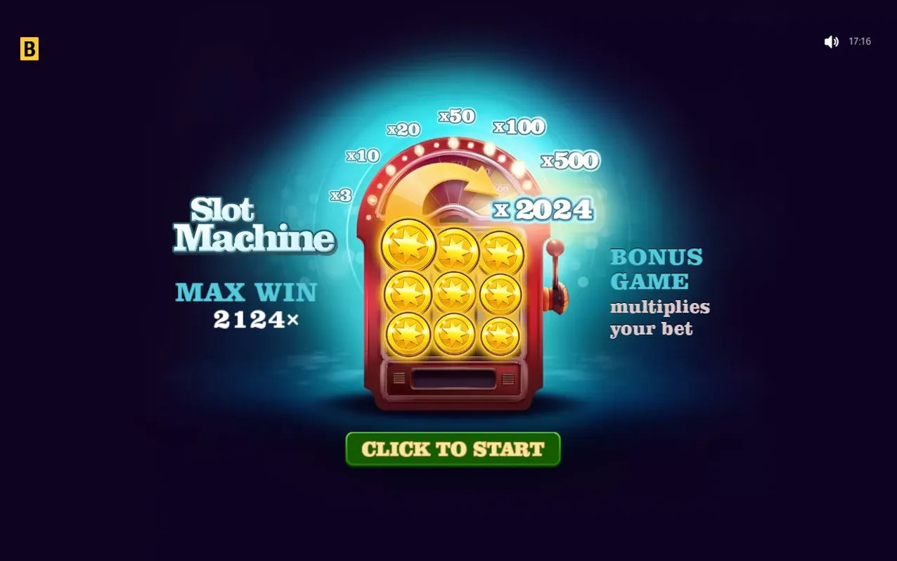 Startskärm med bonushjulets multiplikatorer x3 till x2024 och Max Win 2124x.